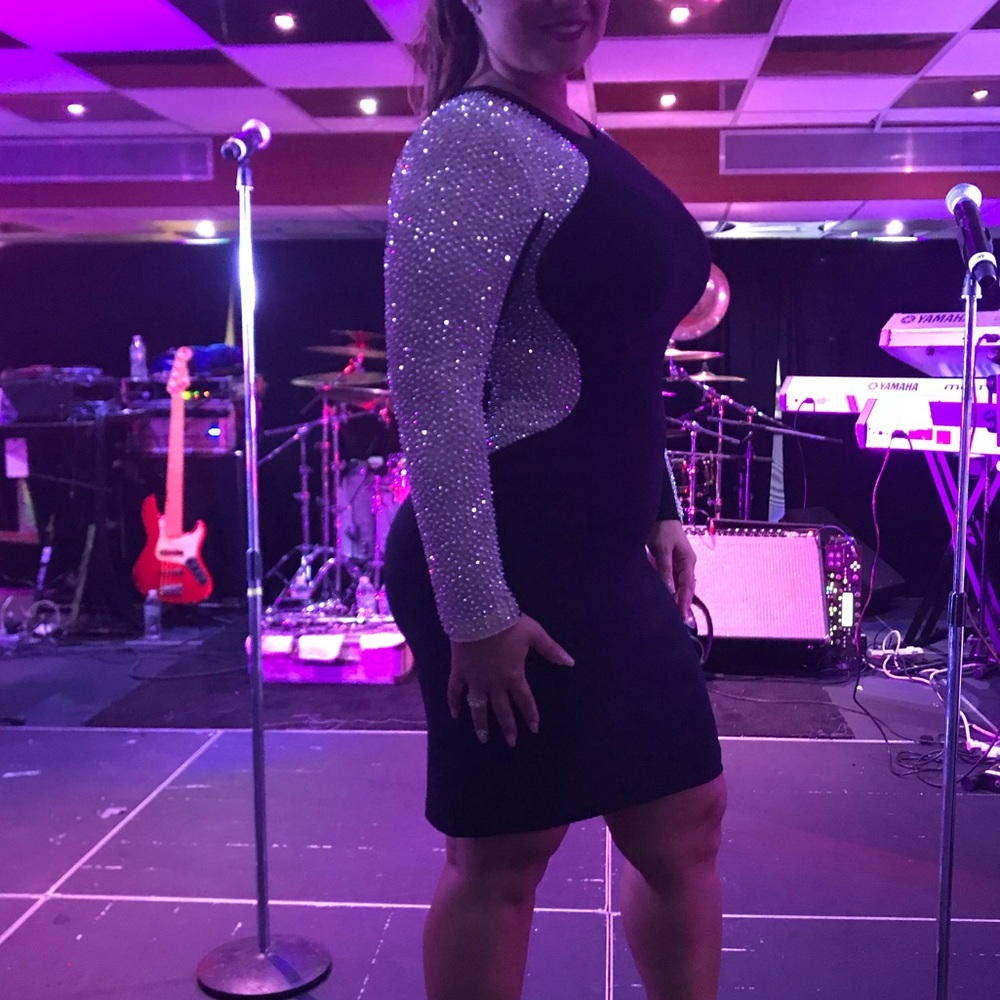 knee length black dress